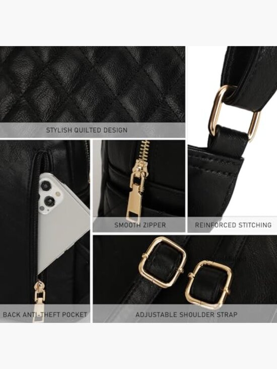 Quilted Small Backpack PU Leather Daypack Purse Women Fashion main image 5